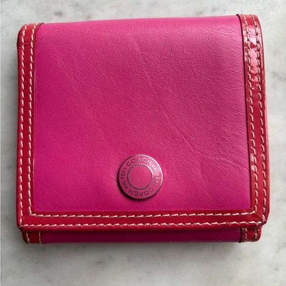 Coach Pink and Red Bifold Wallet - Picture 1 of 7